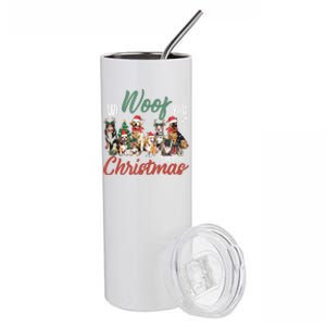 Funny We Woof You A Merry Christmas Cute Dogs Gift Stainless Steel Tumbler