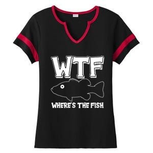 Funny WTF Wheres The Fish Ladies Halftime Notch Neck Tee