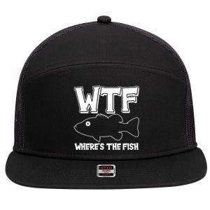 Funny WTF Wheres The Fish 7 Panel Mesh Trucker Snapback Hat