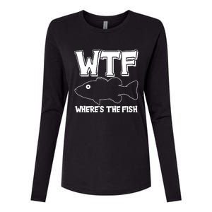 Funny WTF Wheres The Fish Womens Cotton Relaxed Long Sleeve T-Shirt