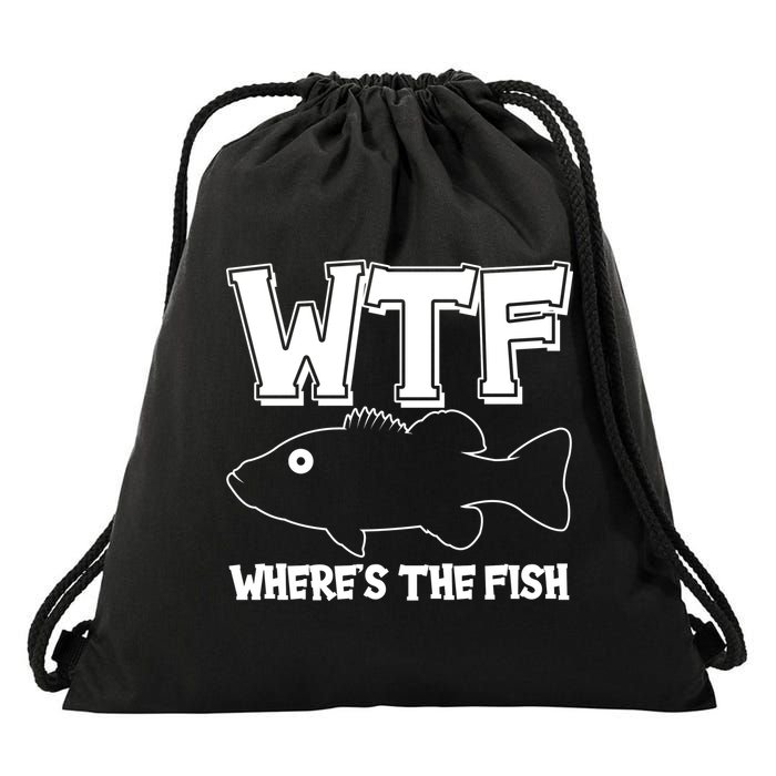 Funny WTF Wheres The Fish Drawstring Bag