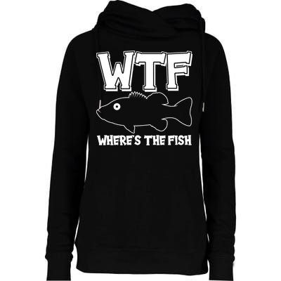 Funny WTF Wheres The Fish Womens Funnel Neck Pullover Hood