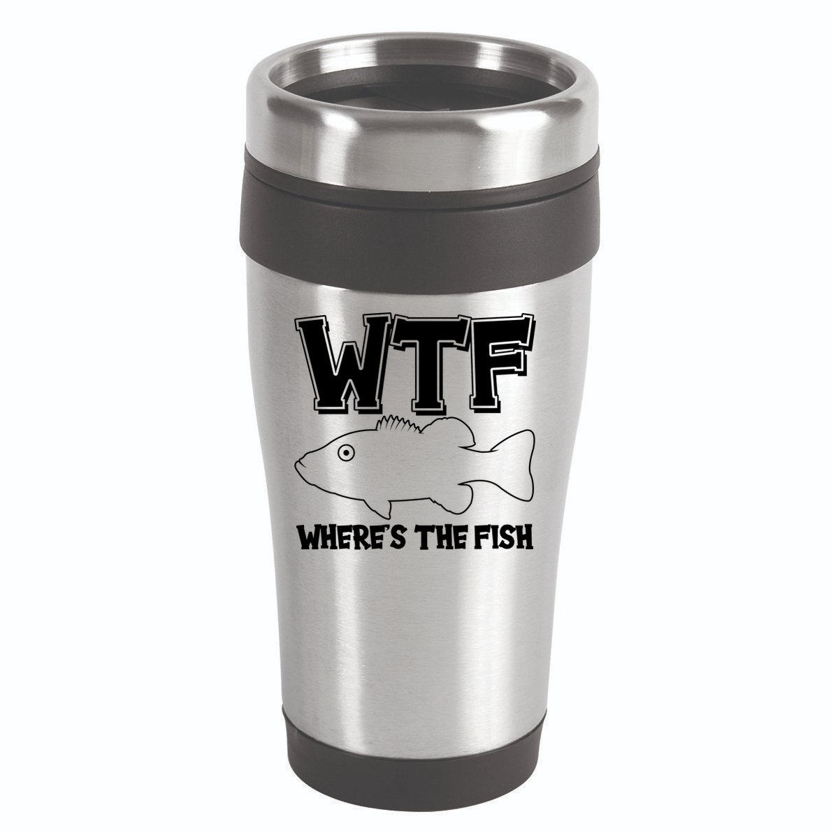 Funny WTF Wheres The Fish 16oz Travel Tumbler
