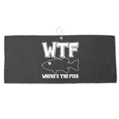 Funny WTF Wheres The Fish Large Microfiber Waffle Golf Towel