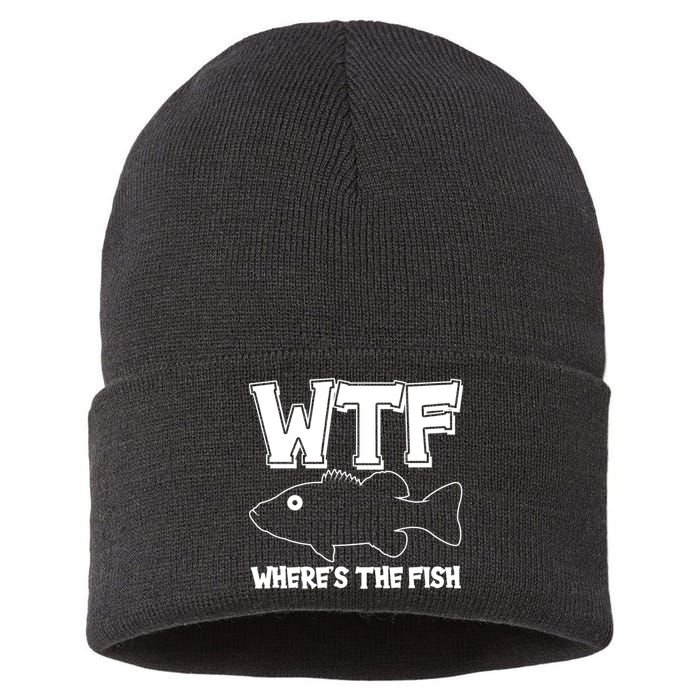 Funny WTF Wheres The Fish Sustainable Knit Beanie