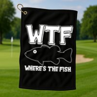 Funny WTF Wheres The Fish Golf Towel