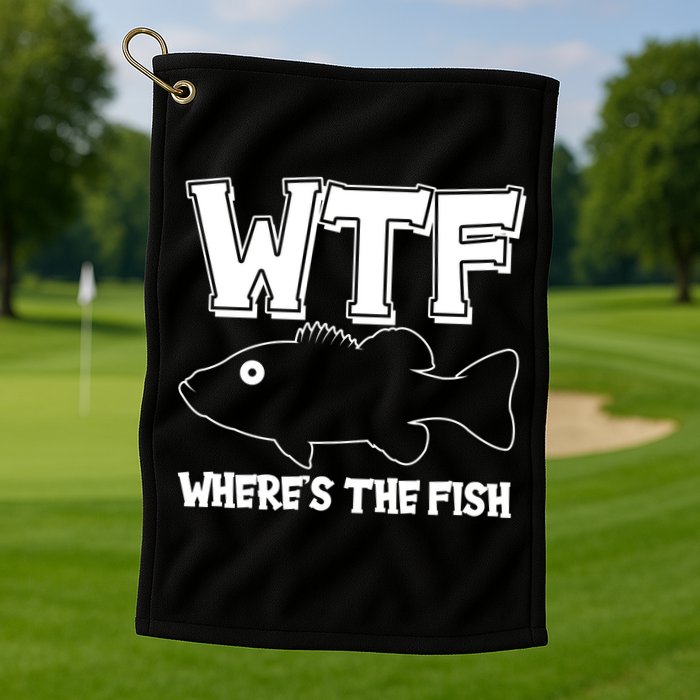 Funny WTF Wheres The Fish Golf Towel