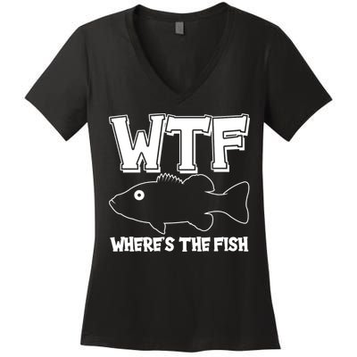 Funny WTF Wheres The Fish Women's V-Neck T-Shirt