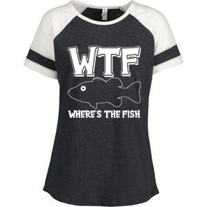 Funny WTF Wheres The Fish Enza Ladies Jersey Colorblock Tee