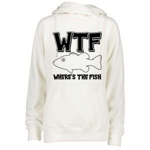 Funny WTF Wheres The Fish Womens Funnel Neck Pullover Hood