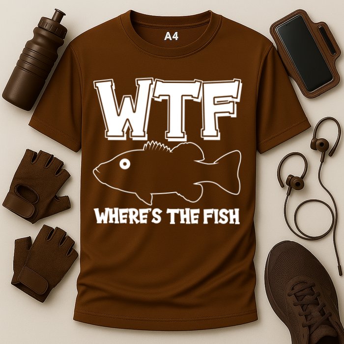 Funny WTF Wheres The Fish Cooling Performance Crew T-Shirt