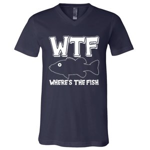 Funny WTF Wheres The Fish V-Neck T-Shirt