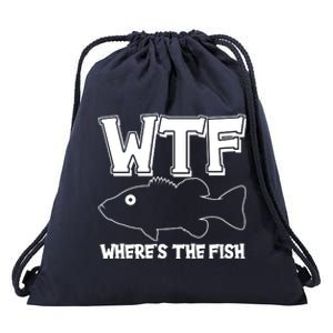 Funny WTF Wheres The Fish Drawstring Bag