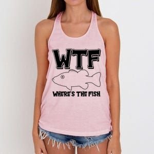 Funny WTF Wheres The Fish Women's Knotted Racerback Tank