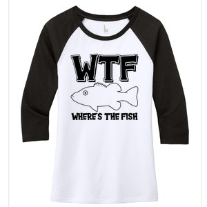 Funny WTF Wheres The Fish Women's Tri-Blend 3/4-Sleeve Raglan Shirt