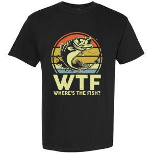 Fishing WTF Wheres The Fish Fisherman Funny Bass Dad Garment-Dyed Heavyweight T-Shirt