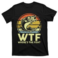 Fishing WTF Wheres The Fish Fisherman Funny Bass Dad T-Shirt