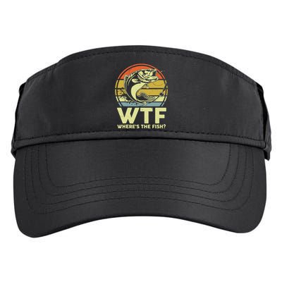 Fishing WTF Wheres The Fish Fisherman Funny Bass Dad Adult Drive Performance Visor