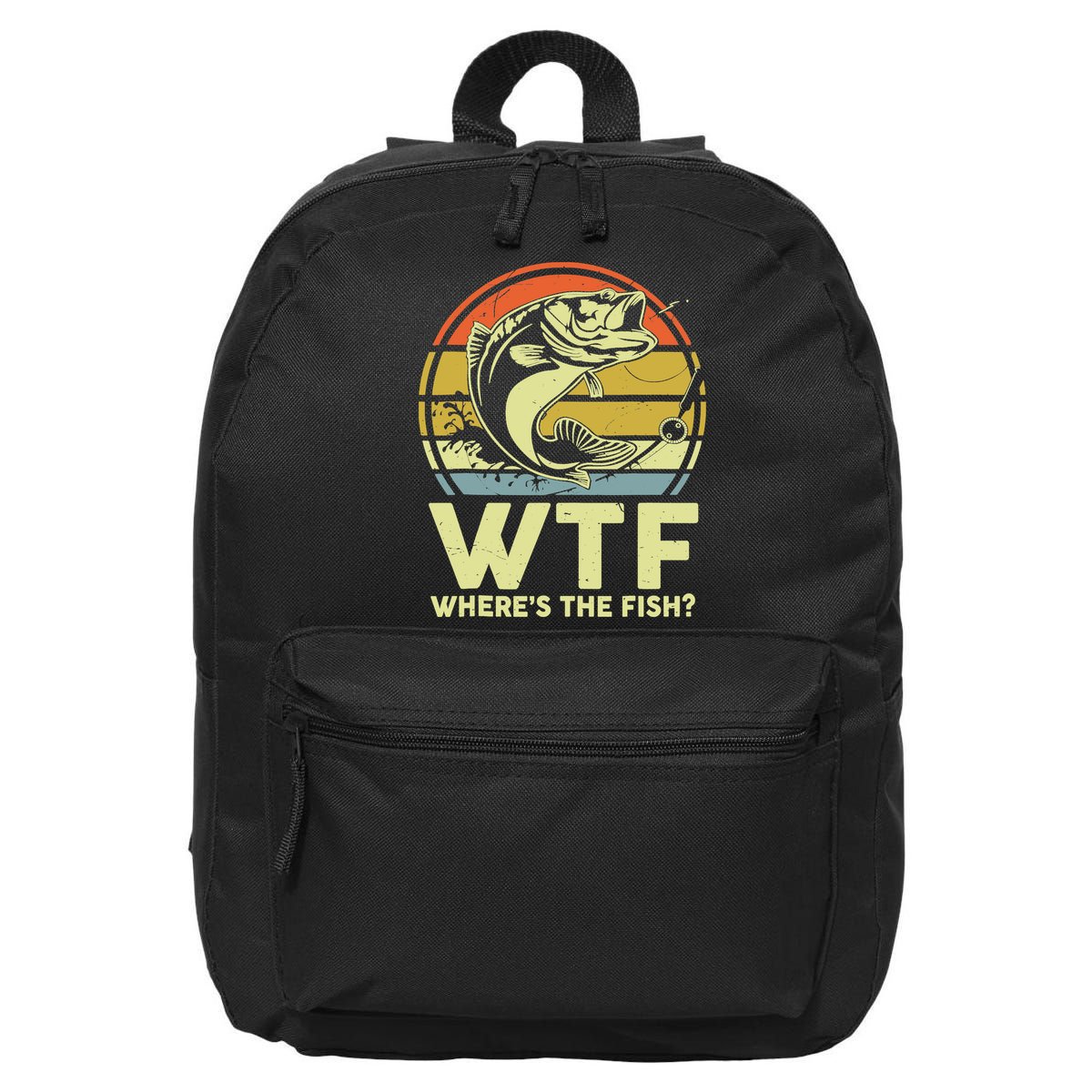 Fishing WTF Wheres The Fish Fisherman Funny Bass Dad 16 in Basic Backpack