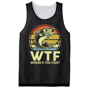 Fishing WTF Wheres The Fish Fisherman Funny Bass Dad Mesh Reversible Basketball Jersey Tank