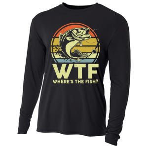 Fishing WTF Wheres The Fish Fisherman Funny Bass Dad Cooling Performance Long Sleeve Crew