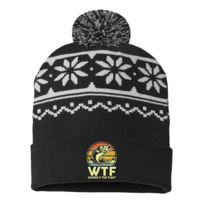 Fishing WTF Wheres The Fish Fisherman Funny Bass Dad USA-Made Snowflake Beanie