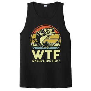 Fishing WTF Wheres The Fish Fisherman Funny Bass Dad PosiCharge Competitor Tank