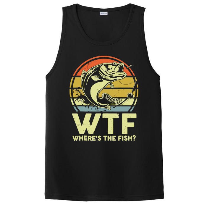 Fishing WTF Wheres The Fish Fisherman Funny Bass Dad PosiCharge Competitor Tank