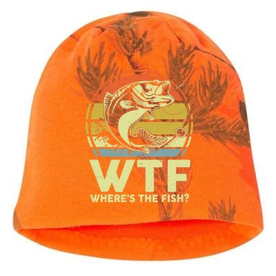 Fishing WTF Wheres The Fish Fisherman Funny Bass Dad Kati - Camo Knit Beanie