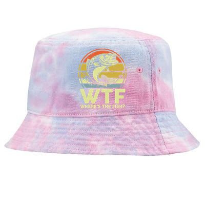 Fishing WTF Wheres The Fish Fisherman Funny Bass Dad Tie-Dyed Bucket Hat