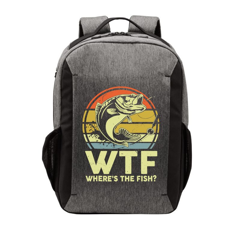 Fishing WTF Wheres The Fish Fisherman Funny Bass Dad Vector Backpack