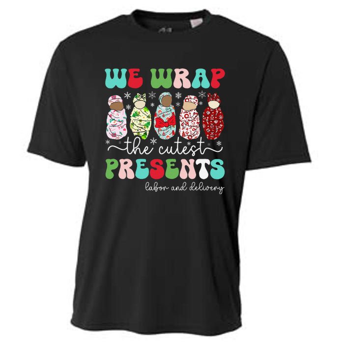 Fun We Wrap The Cutest Presents Labor And Delivery Christmas Cooling Performance Crew T-Shirt