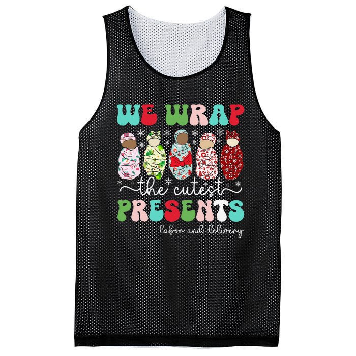 Fun We Wrap The Cutest Presents Labor And Delivery Christmas Mesh Reversible Basketball Jersey Tank