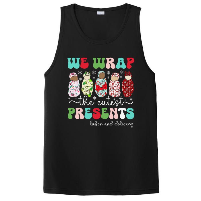 Fun We Wrap The Cutest Presents Labor And Delivery Christmas PosiCharge Competitor Tank