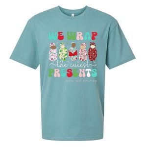 Fun We Wrap The Cutest Presents Labor And Delivery Christmas Sueded Cloud Jersey T-Shirt