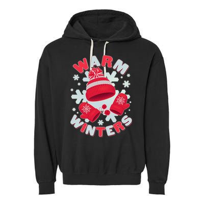 Festive Warm Winter Knit Hat And Gloves Garment-Dyed Fleece Hoodie