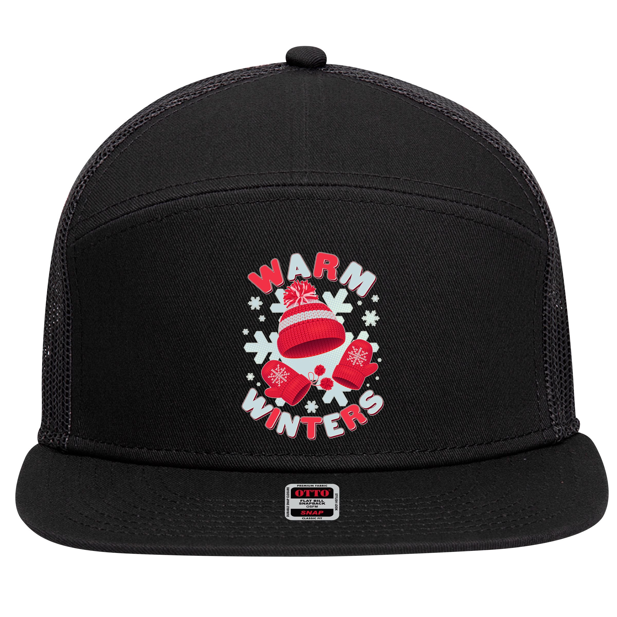 Festive Warm Winter Knit Hat And Gloves 7 Panel Mesh Trucker Snapback Hat