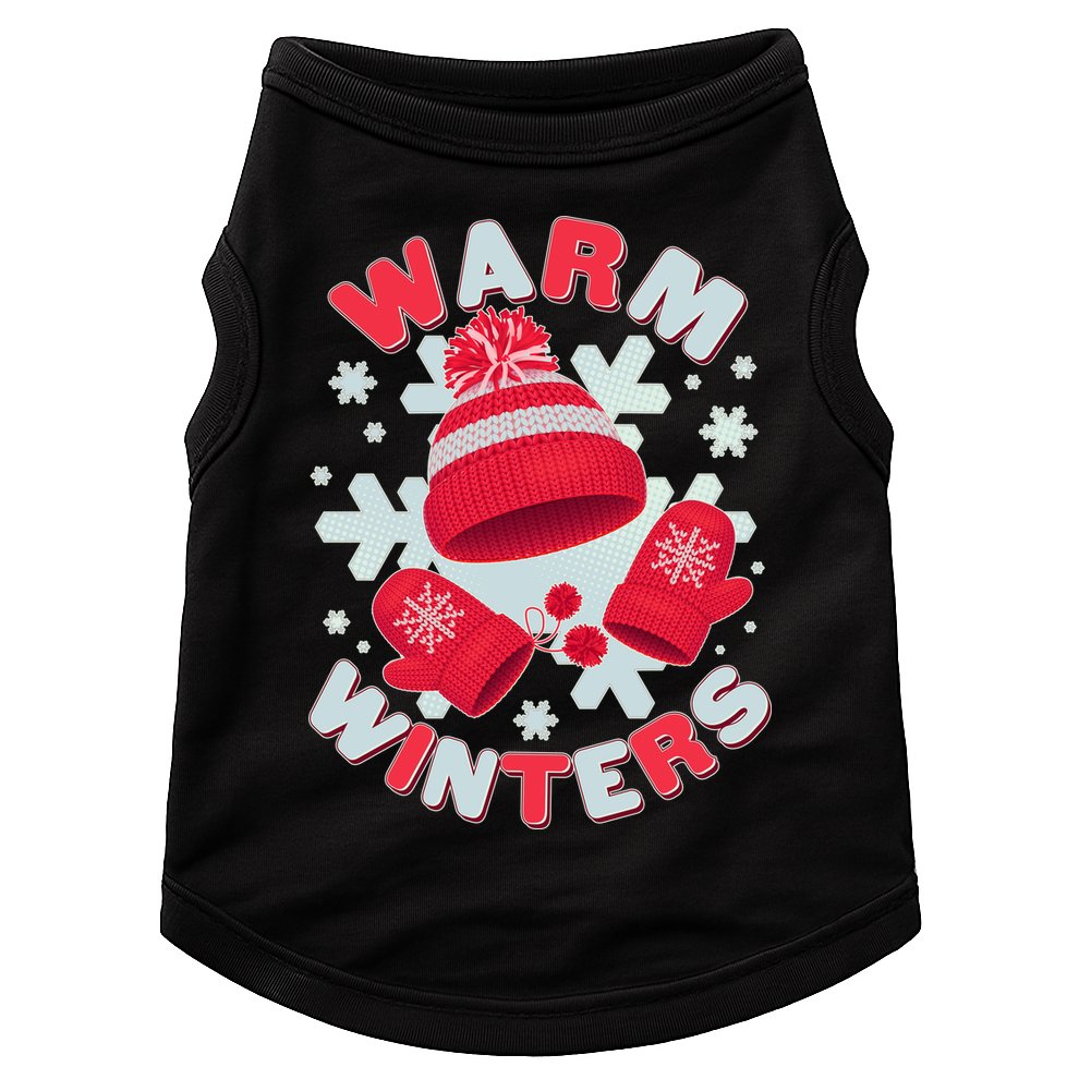 Festive Warm Winter Knit Hat And Gloves Doggie Tank