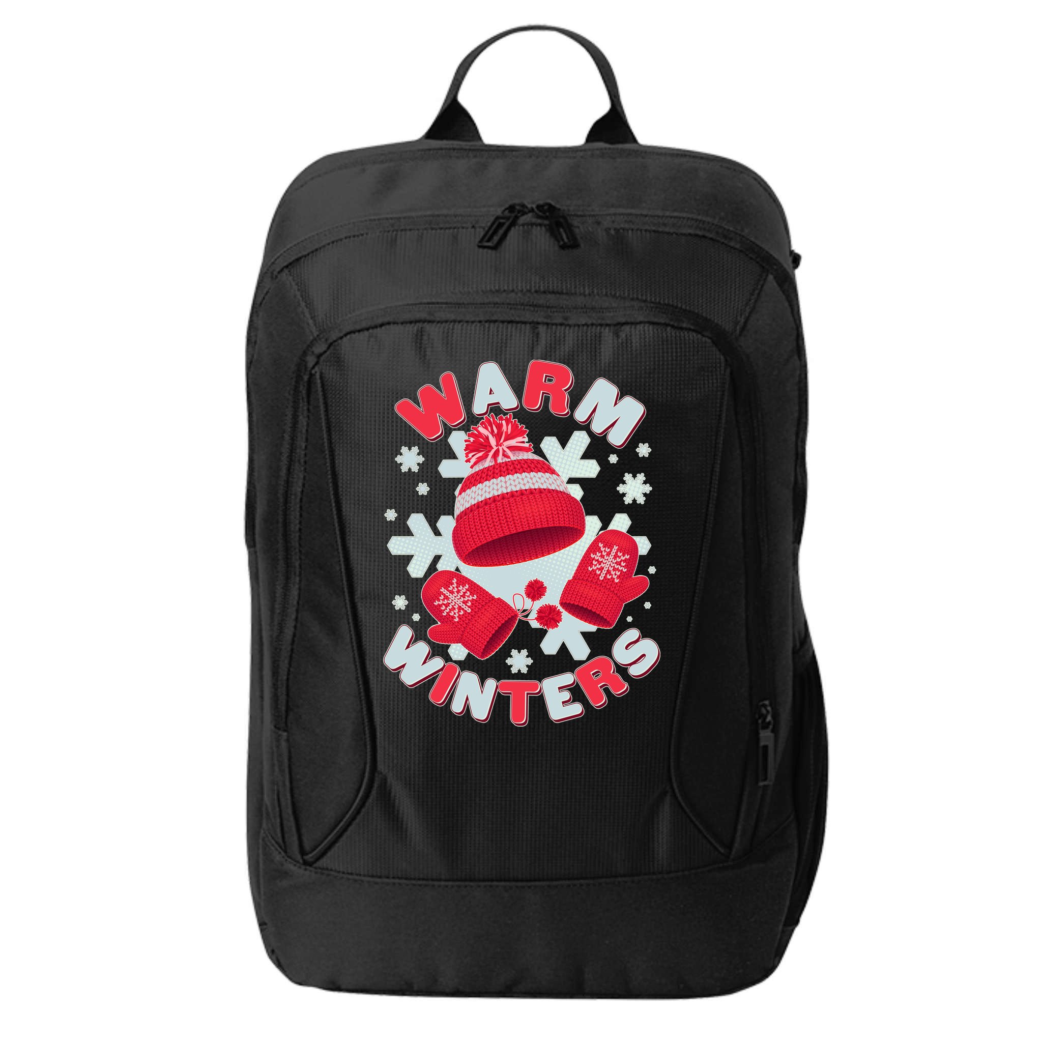 Festive Warm Winter Knit Hat And Gloves City Backpack