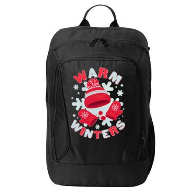 Festive Warm Winter Knit Hat And Gloves City Backpack