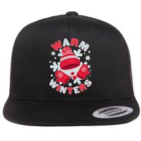 Festive Warm Winter Knit Hat And Gloves Flatbill Hat