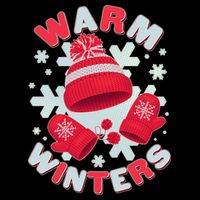 Festive Warm Winter Knit Hat And Gloves Flatbill Hat