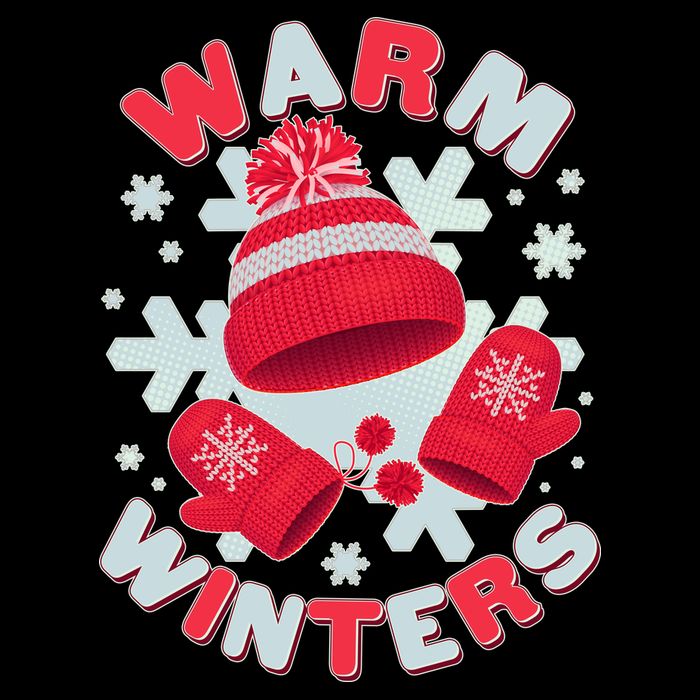 Festive Warm Winter Knit Hat And Gloves Flatbill Hat