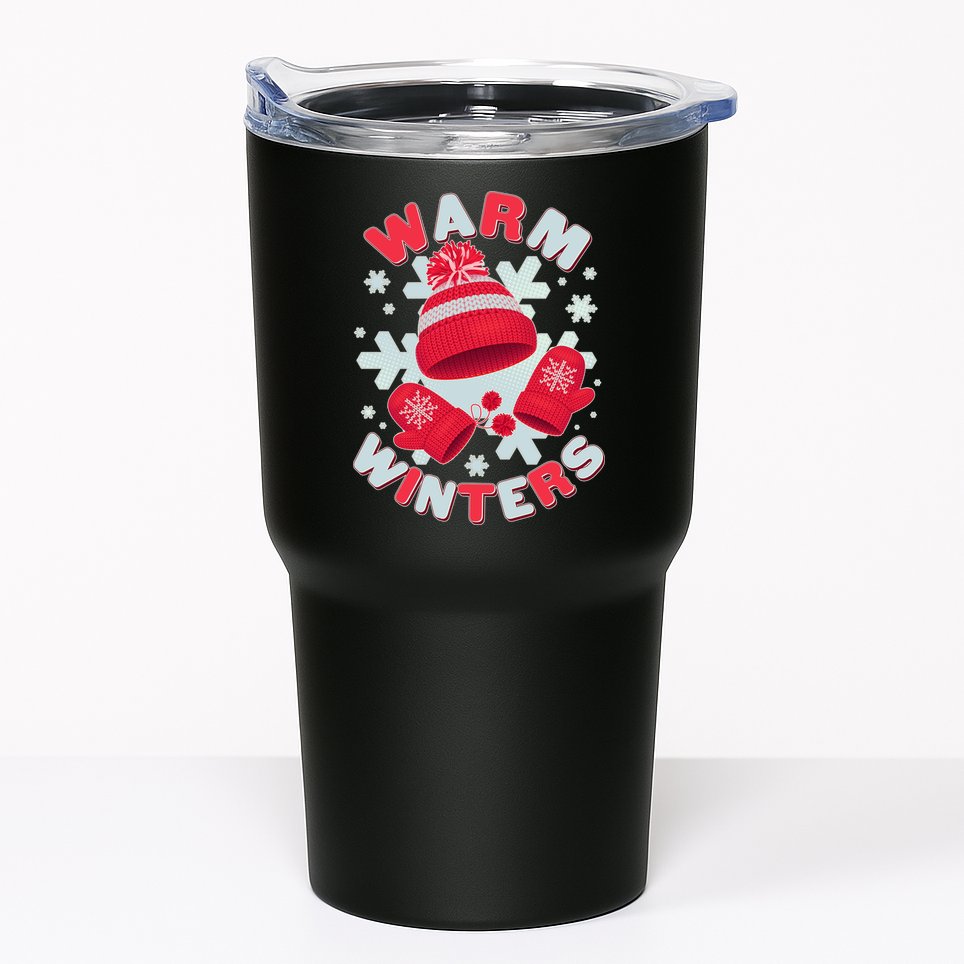 Festive Warm Winter Knit Hat And Gloves Tumbler