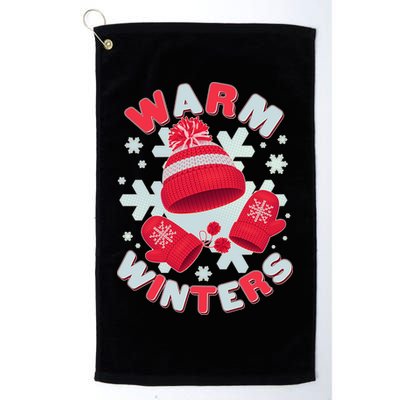 Festive Warm Winter Knit Hat And Gloves Golf Towel