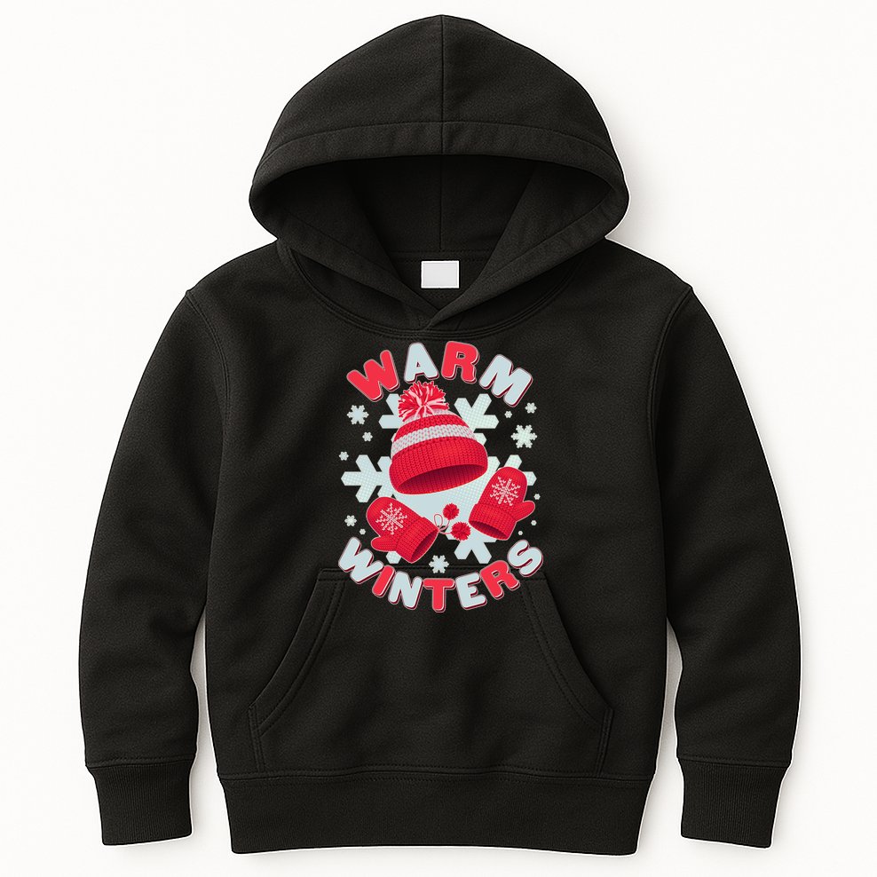Festive Warm Winter Knit Hat And Gloves Kids Hoodie