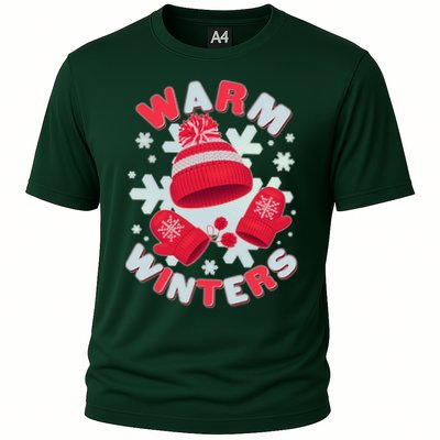 Festive Warm Winter Knit Hat And Gloves Performance Shirt