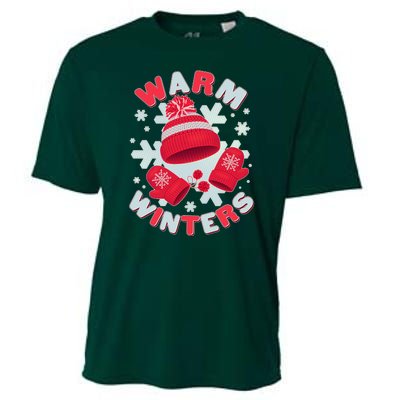 Festive Warm Winter Knit Hat And Gloves Cooling Performance Crew T-Shirt