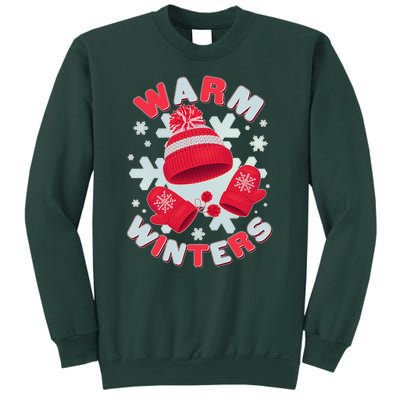 Festive Warm Winter Knit Hat And Gloves Sweatshirt