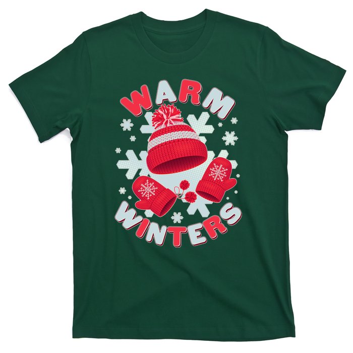 Festive Warm Winter Knit Hat And Gloves T-Shirt